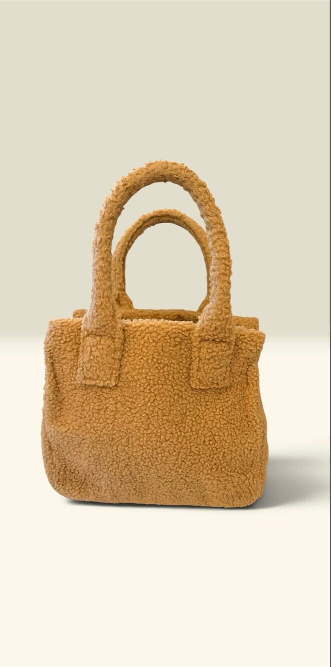 J.Crew Teddy Sherpa Mini Tote Bag Tan Beige